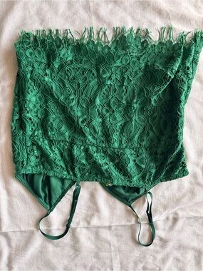 No Boundaries Green Lace Bustier Crop Top